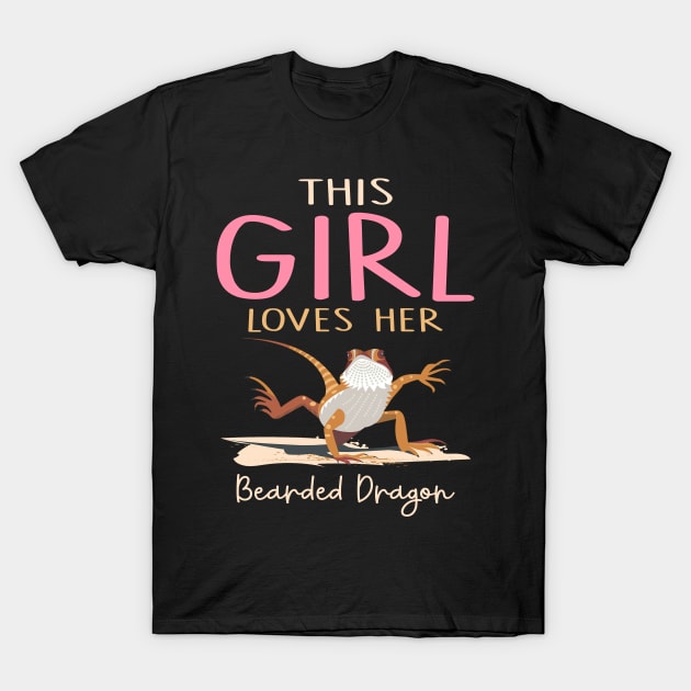 This Girl Loves Her Bearded Dragon Lizard Funny T-Shirt by Hobbs Text Art